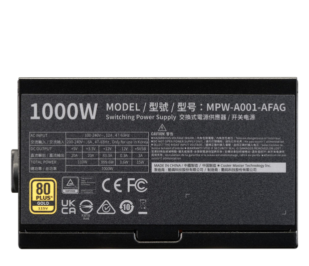 Cooler Master ELITE Gold 1000W FM 80 Plus Gold ATX 3.1 - 1525798 - zdjęcie 3